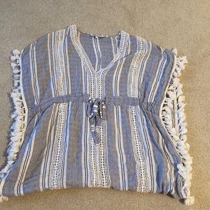 Blue island maxi tassel coverup